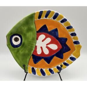 Giovanni DeSimone Pottery Colorful Fish Plate 9” Hand Painted Italy Vintage